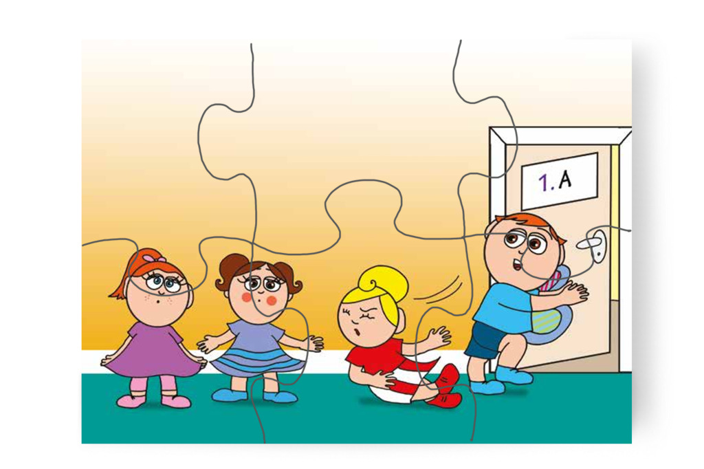 Katát fellökik a folyosón – Kata első napja az iskolában puzzle, 6 darab [TC36-18-P06]