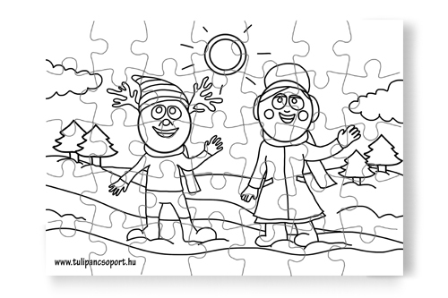 35 db - os puzzle: Óvónéni és a rénszarvas - Kiszínezhető kirakó