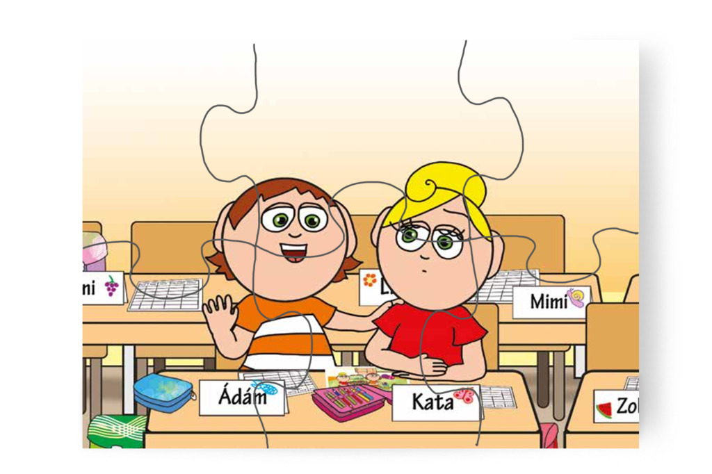 Ádám megvigasztalja Katát – Kata első napja az iskolában puzzle, 6 darab [TC36-25-P06]