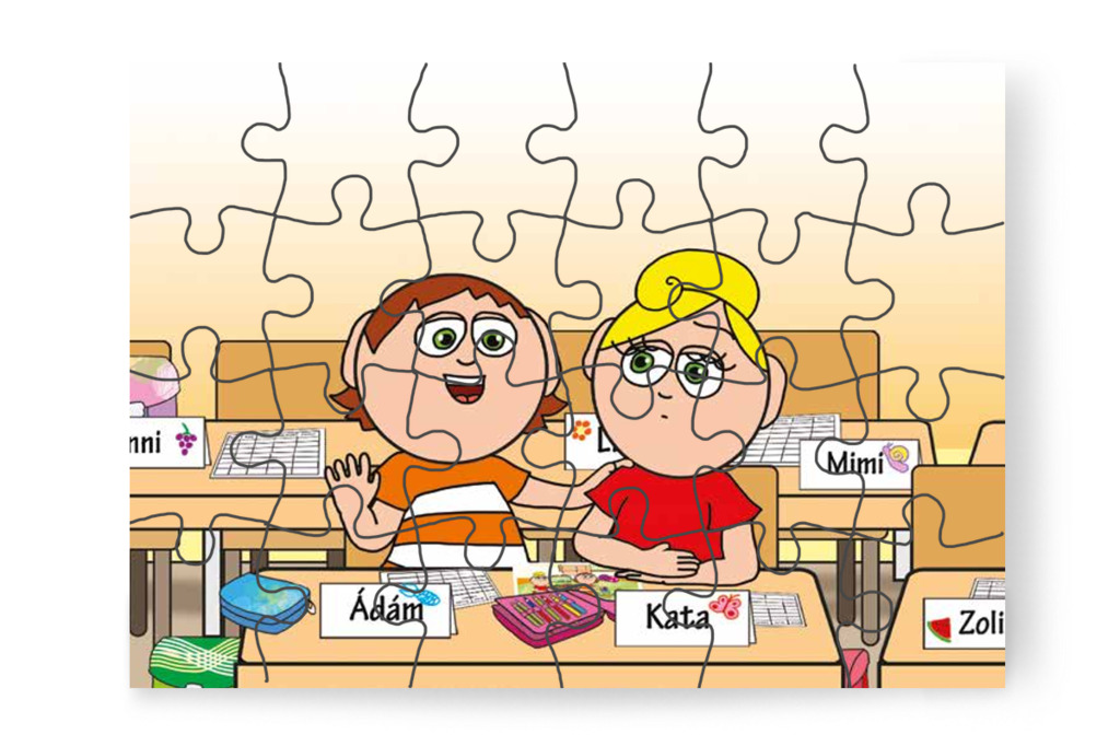 Ádám megvigasztalja Katát – Kata első napja az iskolában puzzle, 24 darab [TC36-25-P24]