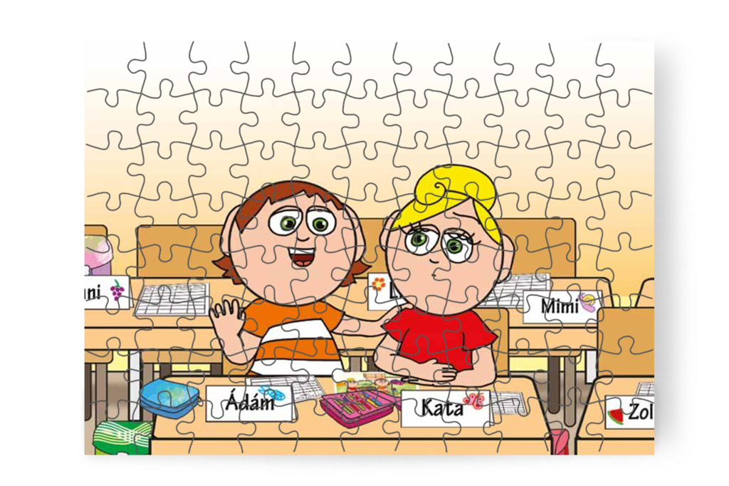 Ádám megvigasztalja Katát – Kata első napja az iskolában puzzle, 88 darab [TC36-25-P88]