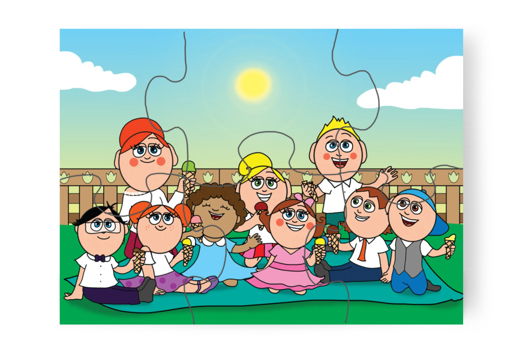 Közös fagyizás a ballagás után – Tulipán Csoport az 1.A osztályban puzzle, 6 darab [TC37-05-P06]