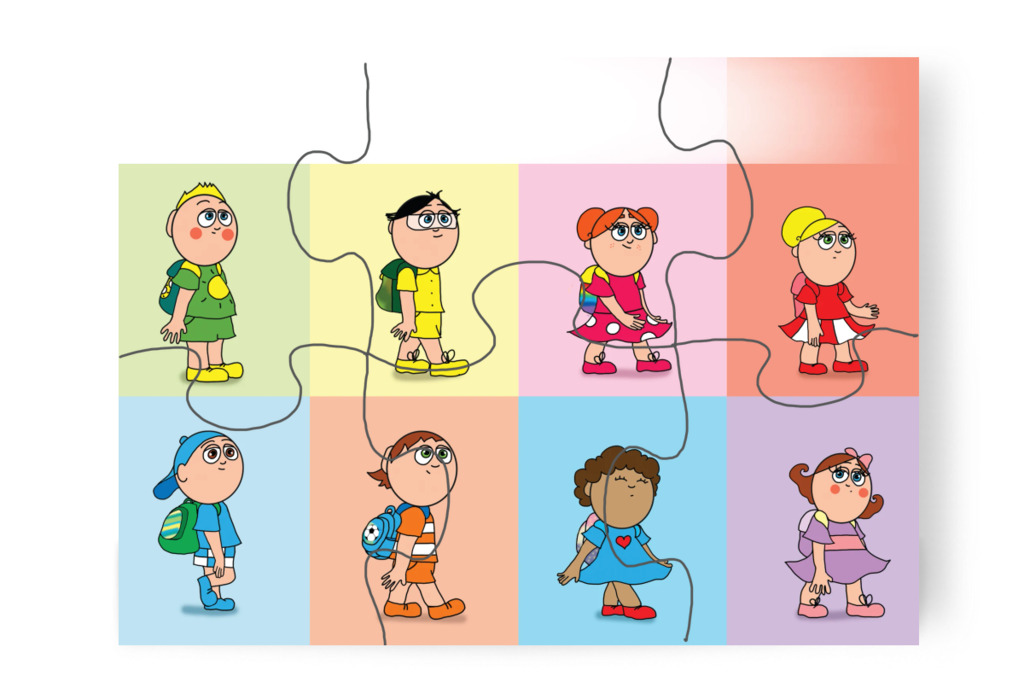 A gyerekek elindulnak az iskolába – Tulipán Csoport az 1.A osztályban puzzle, 6 darab [TC37-07-P06]