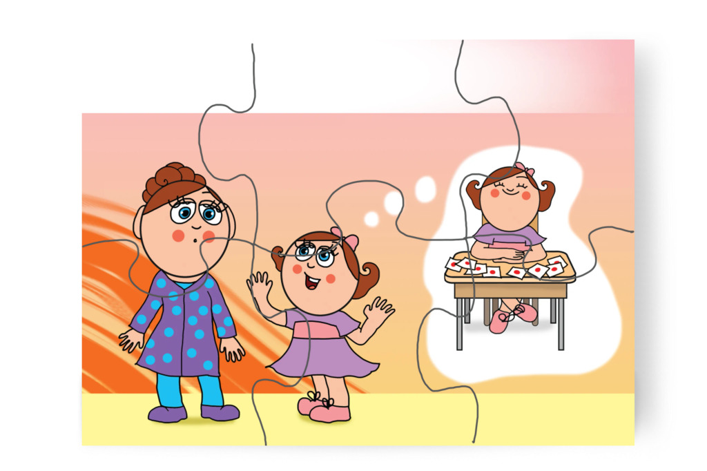Natali megígéri, hogy kitűnő tanuló lesz – Tulipán Csoport az 1.A osztályban puzzle, 6 darab [TC37-12-P06]