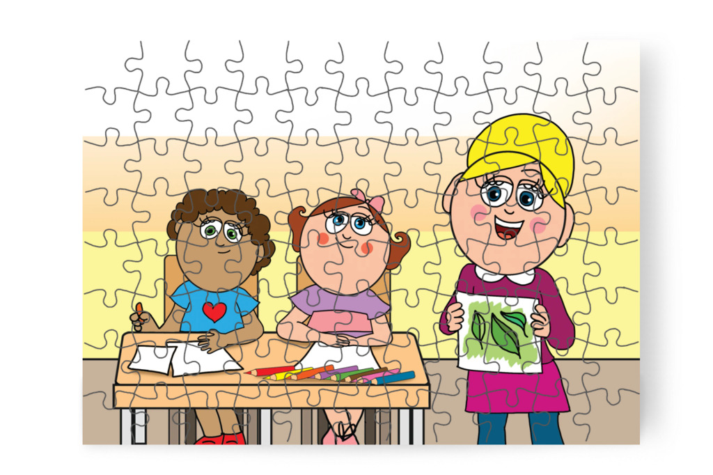 Natali várja a rajzórát – Natali és a tolltartó puzzle, 88 darab [TC38-01-P88]