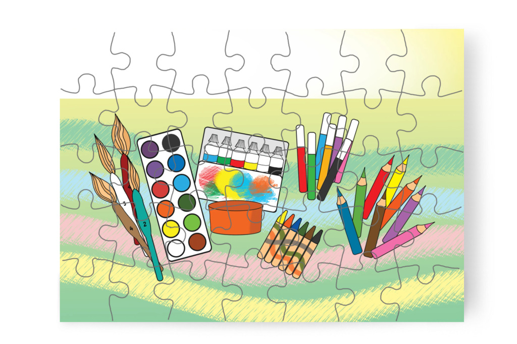 Rajzfelszerelések az osztályban – Natali és a tolltartó puzzle, 35 darab [TC38-02-P35]