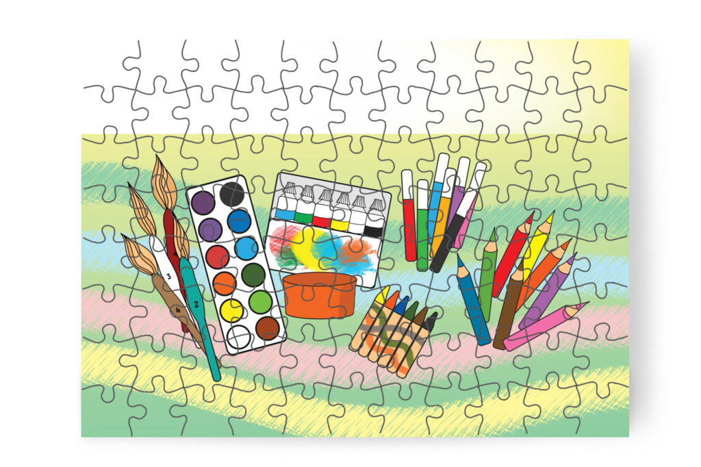 Rajzfelszerelések az osztályban – Natali és a tolltartó puzzle, 88 darab [TC38-02-P88]