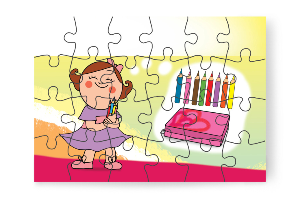 A gondosan kihegyezett ceruzák – Natali és a tolltartó puzzle, 24 darab [TC38-04-P24]