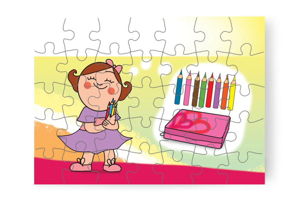 A gondosan kihegyezett ceruzák – Natali és a tolltartó puzzle, 35 darab [TC38-04-P35]