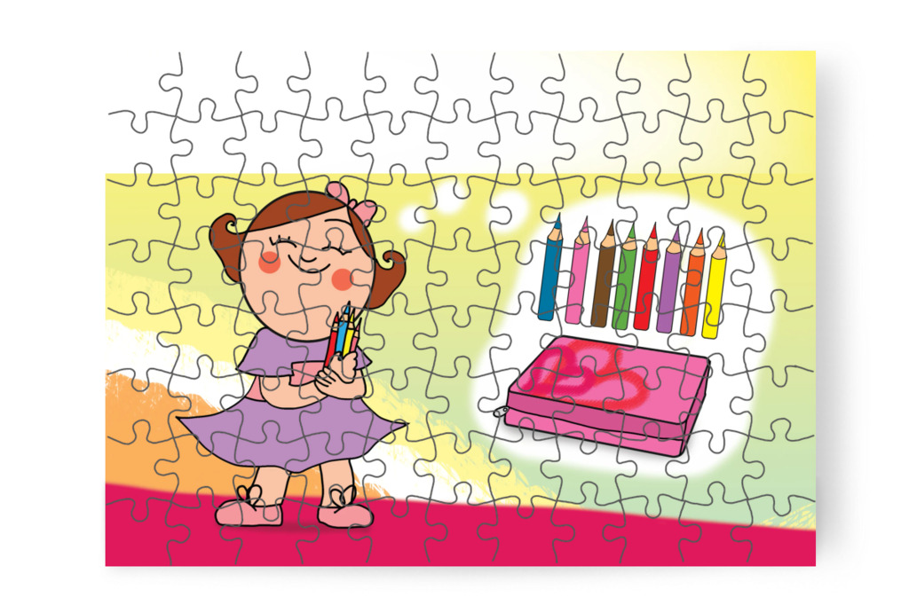 A gondosan kihegyezett ceruzák – Natali és a tolltartó puzzle, 88 darab [TC38-04-P88]