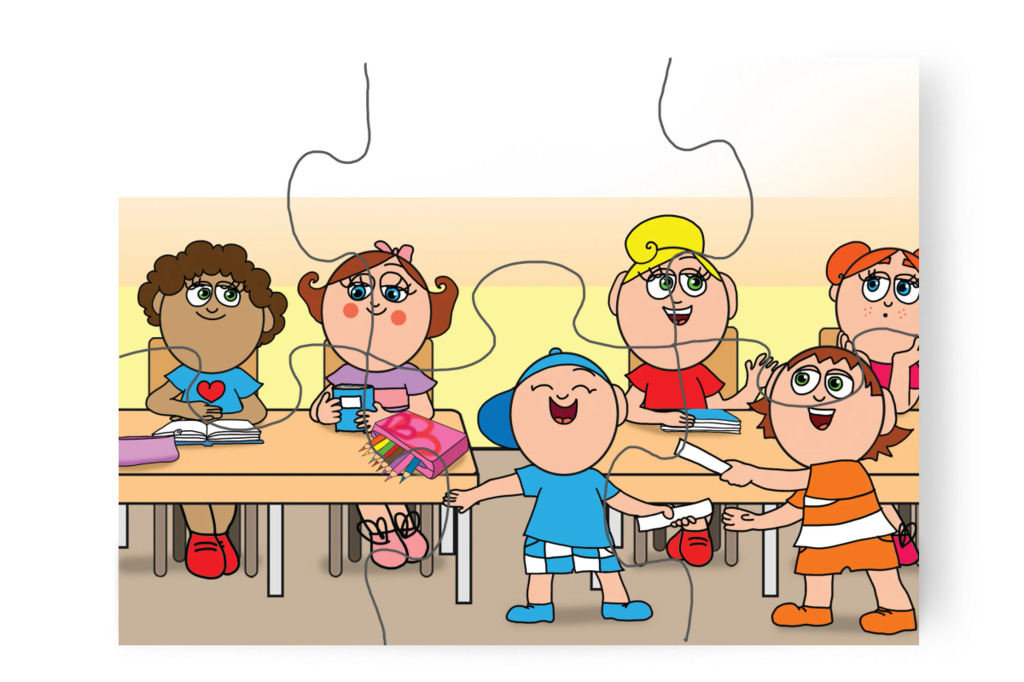 Nagy nyüzsgés az írásóra előtt – Natali és a tolltartó puzzle, 6 darab [TC38-06-P06]