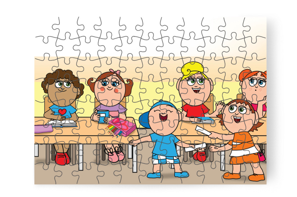 Nagy nyüzsgés az írásóra előtt – Natali és a tolltartó puzzle, 88 darab [TC38-06-P88]