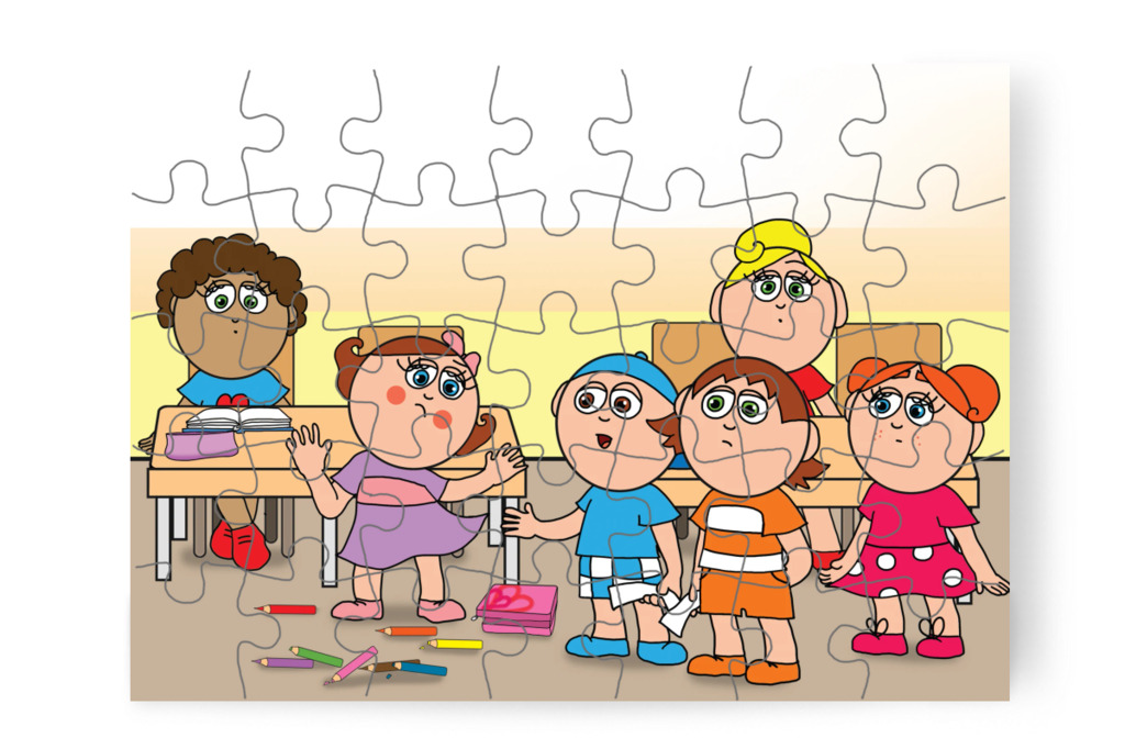 A ceruzák a földre gurulnak – Natali és a tolltartó puzzle, 35 darab [TC38-08-P35]