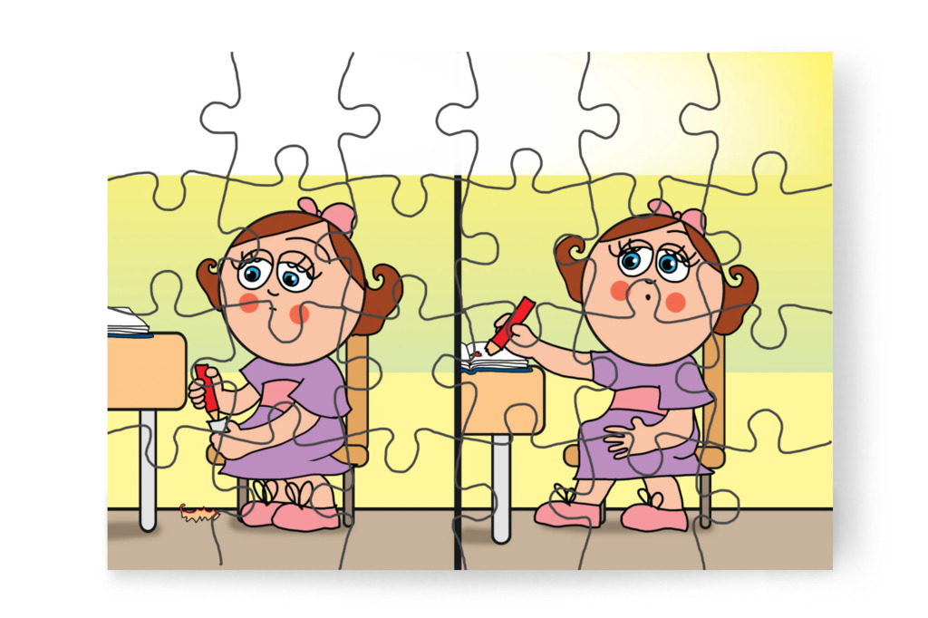 Újra kitörik a piros ceruza – Natali és a tolltartó puzzle, 24 darab [TC38-12-P24]
