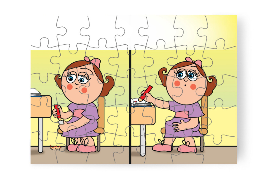 Újra kitörik a piros ceruza – Natali és a tolltartó puzzle, 35 darab [TC38-12-P35]