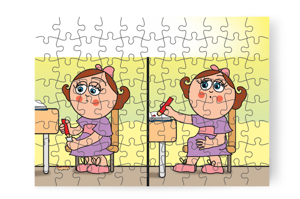 Újra kitörik a piros ceruza – Natali és a tolltartó puzzle, 88 darab [TC38-12-P88]