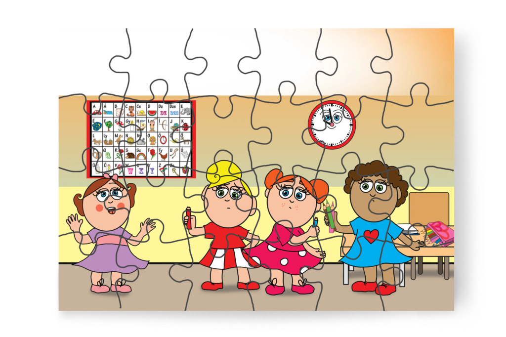 A lányok megvizsgálják a ceruzákat – Natali és a tolltartó puzzle, 24 darab [TC38-14-P24]