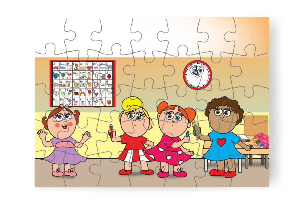 A lányok megvizsgálják a ceruzákat – Natali és a tolltartó puzzle, 35 darab [TC38-14-P35]