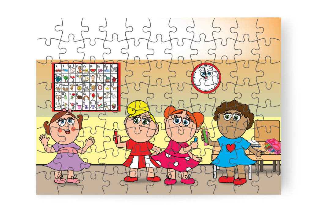 A lányok megvizsgálják a ceruzákat – Natali és a tolltartó puzzle, 88 darab [TC38-14-P88]