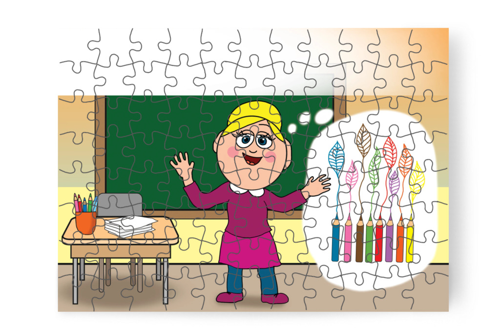 Őszi faleveleket fognak színezni – Natali és a tolltartó puzzle, 88 darab [TC38-18-P88]