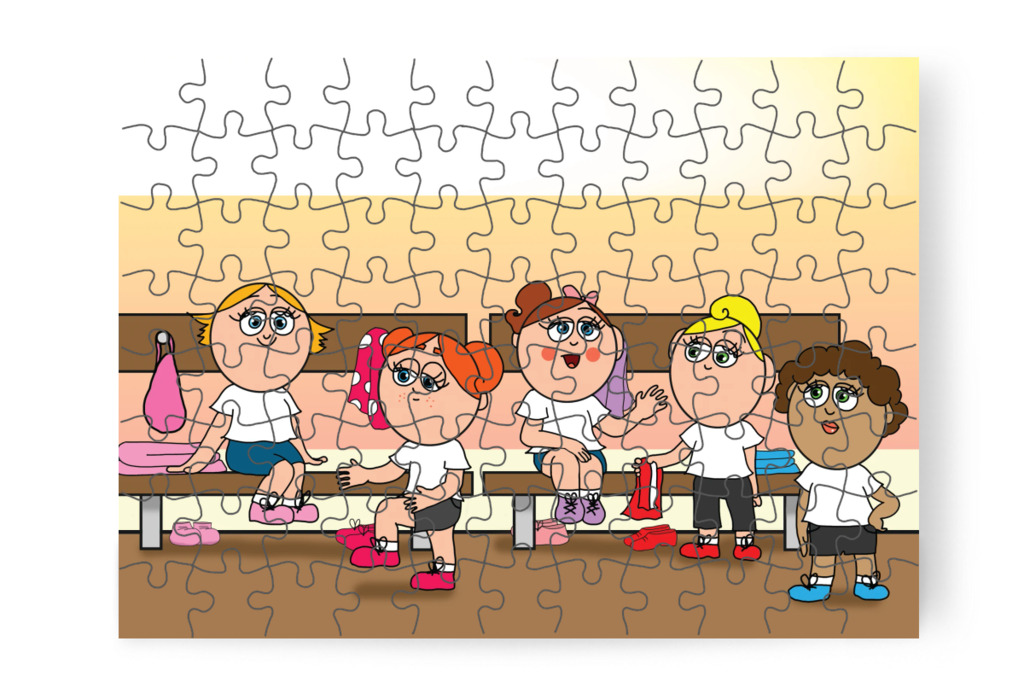 Natali kétségbeesik az öltözőben – Natali és a tolltartó puzzle, 88 darab [TC38-20-P88]