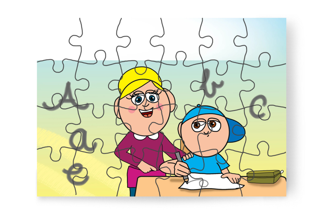 Közös délutáni házifeladat-írás – Ádám és a házi feladat puzzle, 24 darab [TC39-02-P24]