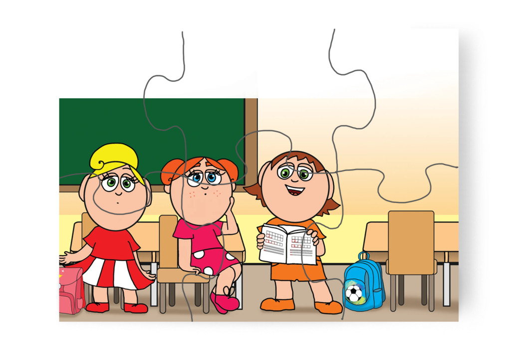 Ádám Klárát kéri meg a feladatra – Ádám és a házi feladat puzzle, 6 darab [TC39-11-P06]