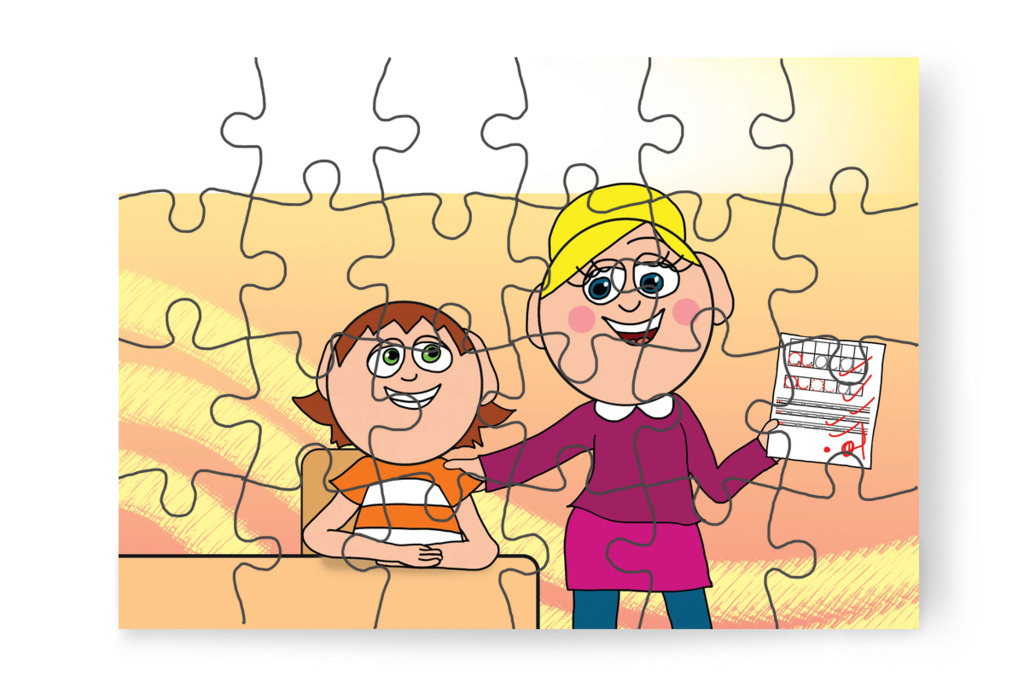 Ádám piros pontot kap a saját munkájára – Ádám és a házi feladat puzzle, 24 darab [TC39-30-P24]
