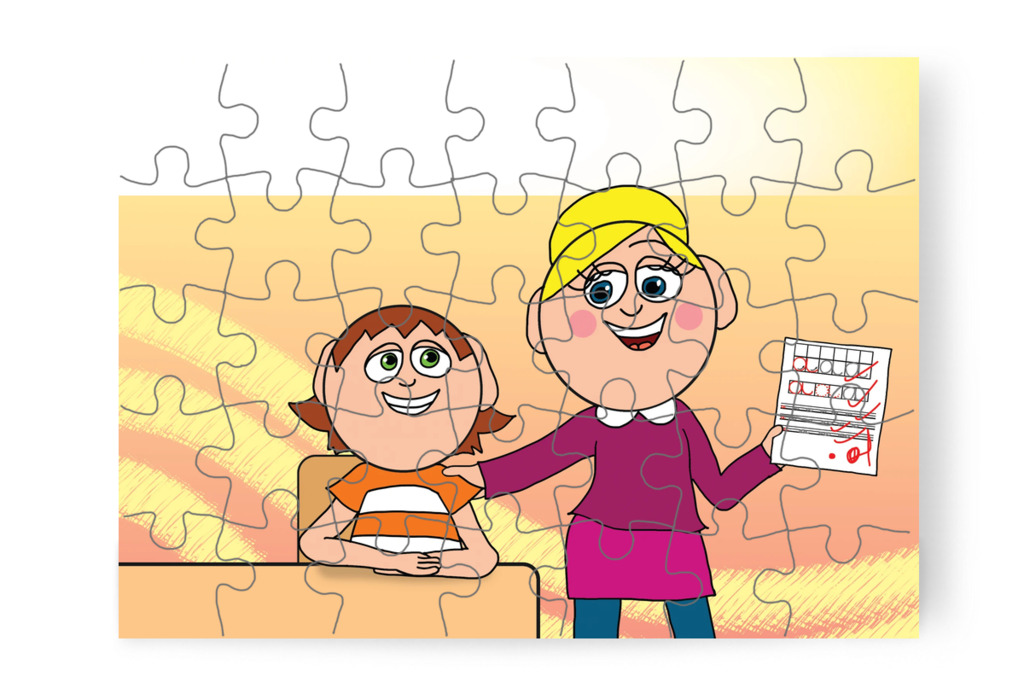 Ádám piros pontot kap a saját munkájára – Ádám és a házi feladat puzzle, 35 darab [TC39-30-P35]