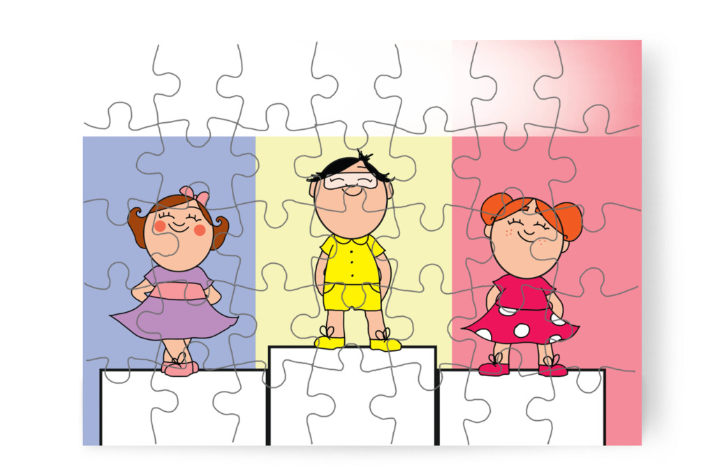 Natali, Klára és Tamás gyűjti a legtöbb piros pontot – Márky és a fekete pont puzzle, 35 darab [TC40-03-P35]