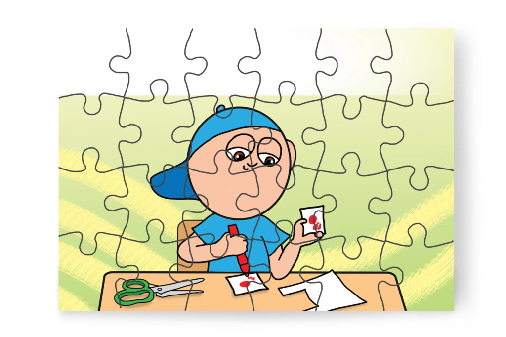 Márky lemásolja Tamás piros pontját – Márky és a fekete pont puzzle, 24 darab [TC40-12-P24]
