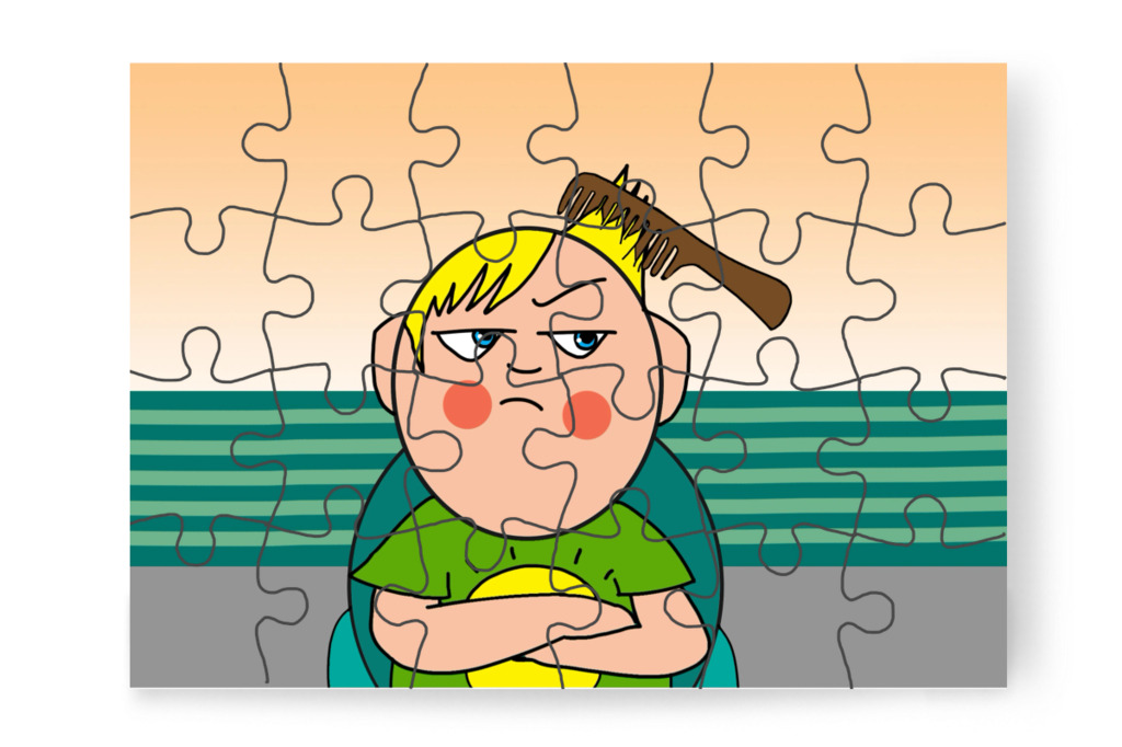 A fésülködés sem tetszik neki – Patrik és a hajvágás puzzle, 24 darab [TC44-10-P24]