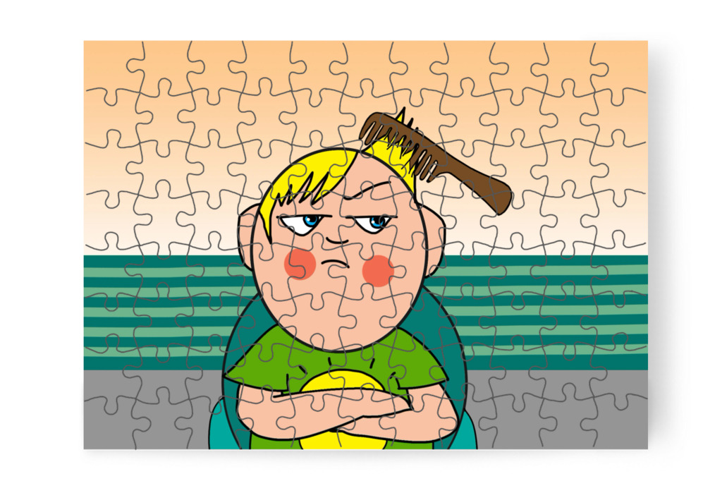 A fésülködés sem tetszik neki – Patrik és a hajvágás puzzle, 88 darab [TC44-10-P88]