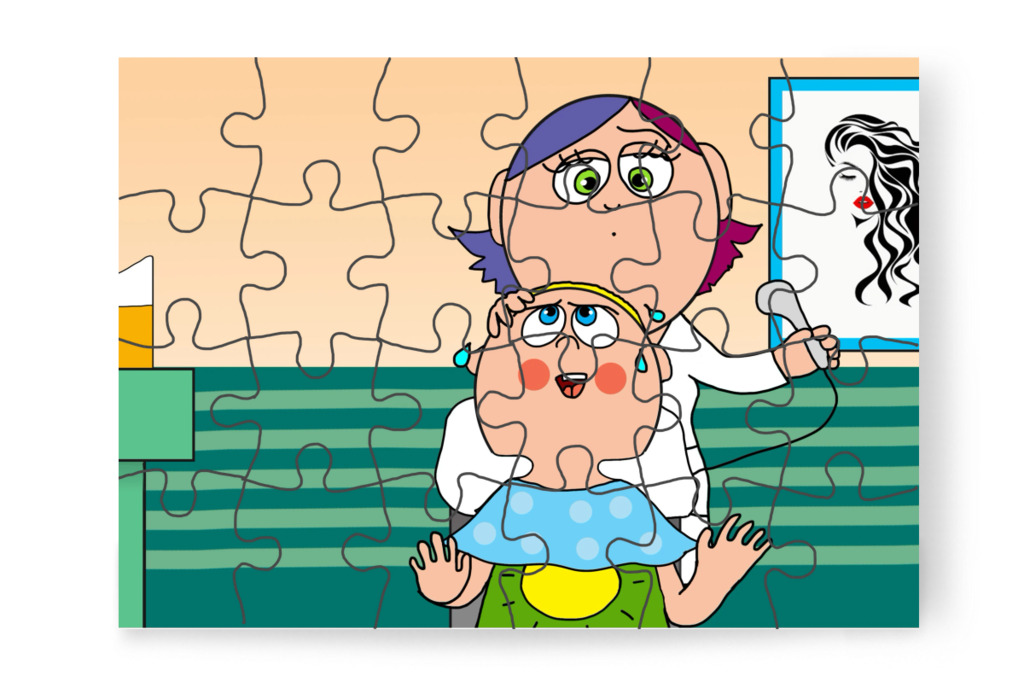 Patrik hidegnek érzi a vizet – Patrik és a hajvágás puzzle, 24 darab [TC44-20-P24]