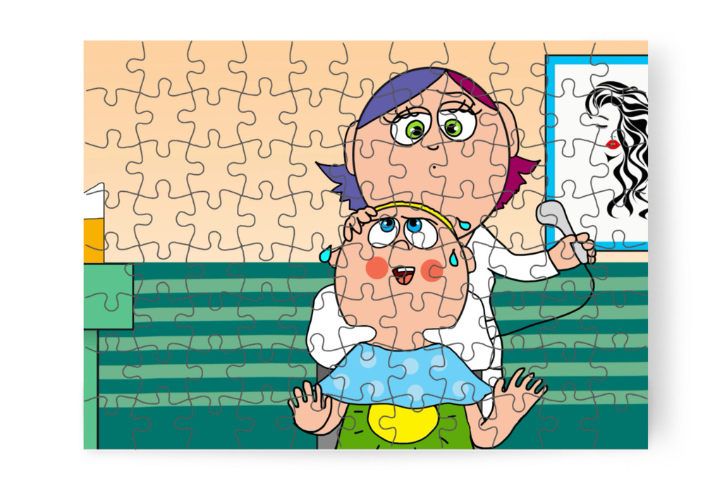 Patrik hidegnek érzi a vizet – Patrik és a hajvágás puzzle, 88 darab [TC44-20-P88]