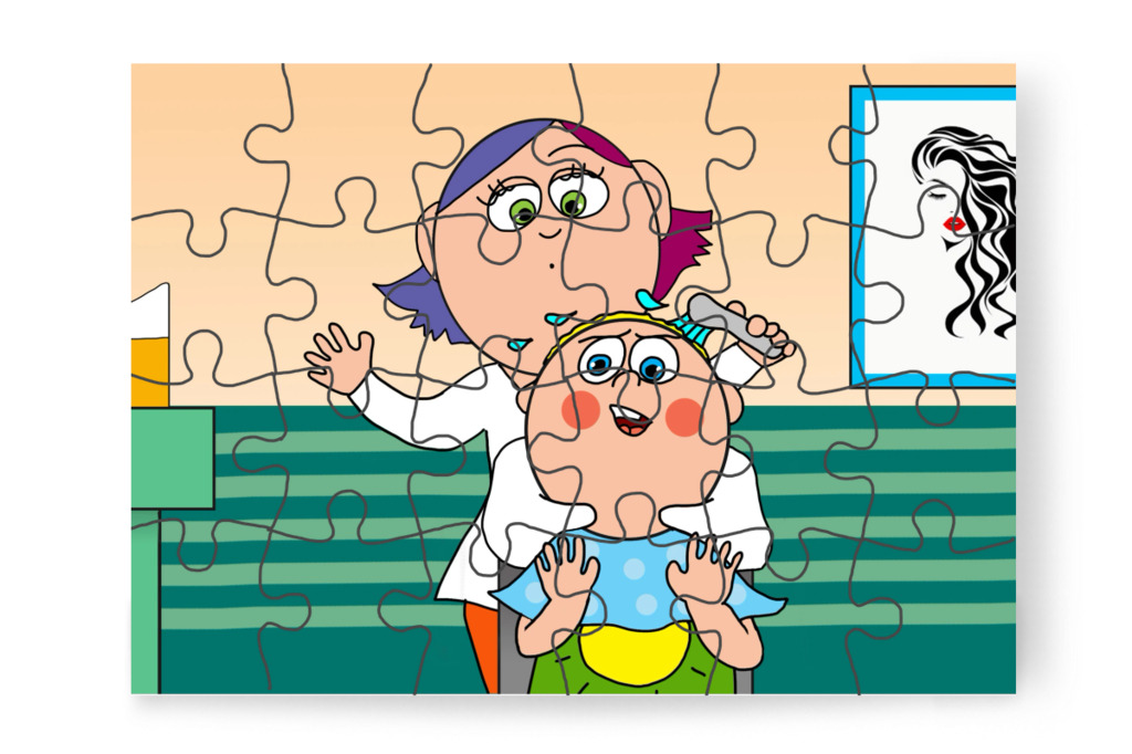 Most túl forró a víz – Patrik és a hajvágás puzzle, 24 darab [TC44-21-P24]