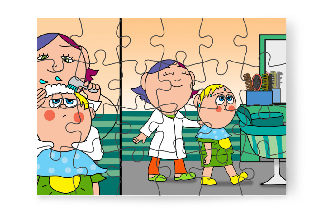 Lulu türelmes marad – Patrik és a hajvágás puzzle, 24 darab [TC44-23-P24]