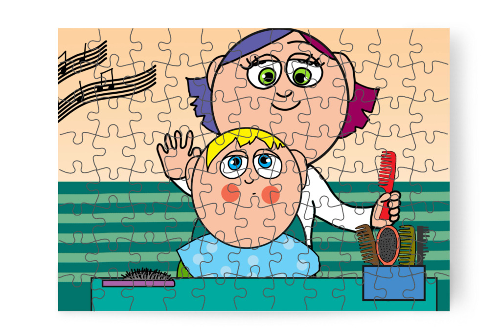 Patrik nyafogást hall – Patrik és a hajvágás puzzle, 88 darab [TC44-24-P88]