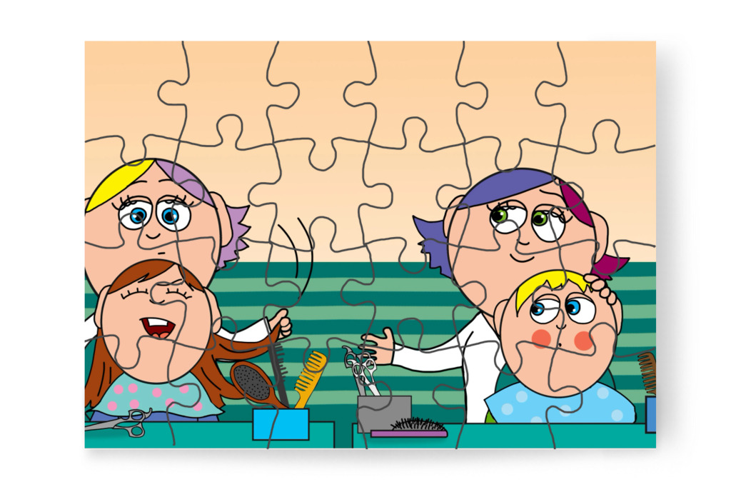 A szomszéd széken is hisztiznek – Patrik és a hajvágás puzzle, 24 darab [TC44-25-P24]