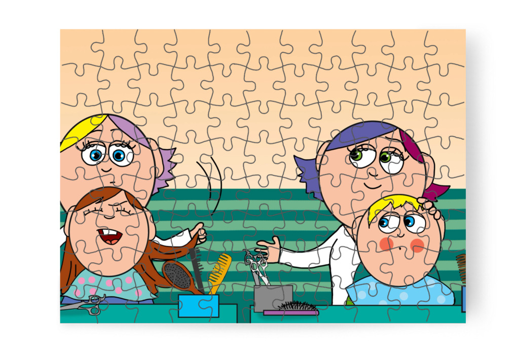 A szomszéd széken is hisztiznek – Patrik és a hajvágás puzzle, 88 darab [TC44-25-P88]