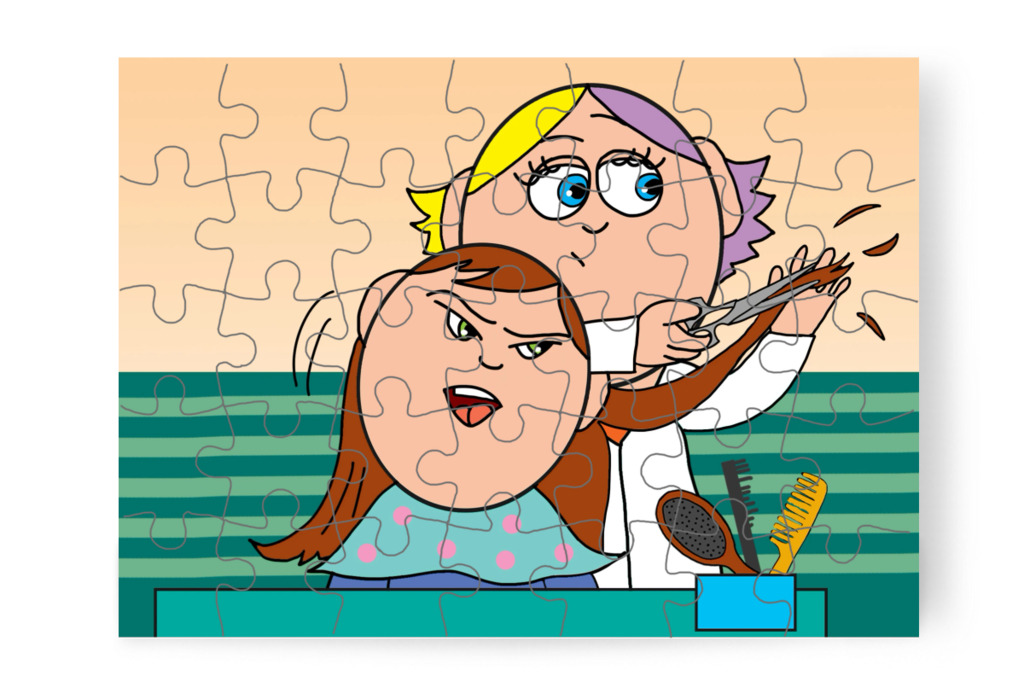 A kislány hangosan tiltakozik – Patrik és a hajvágás puzzle, 35 darab [TC44-26-P35]