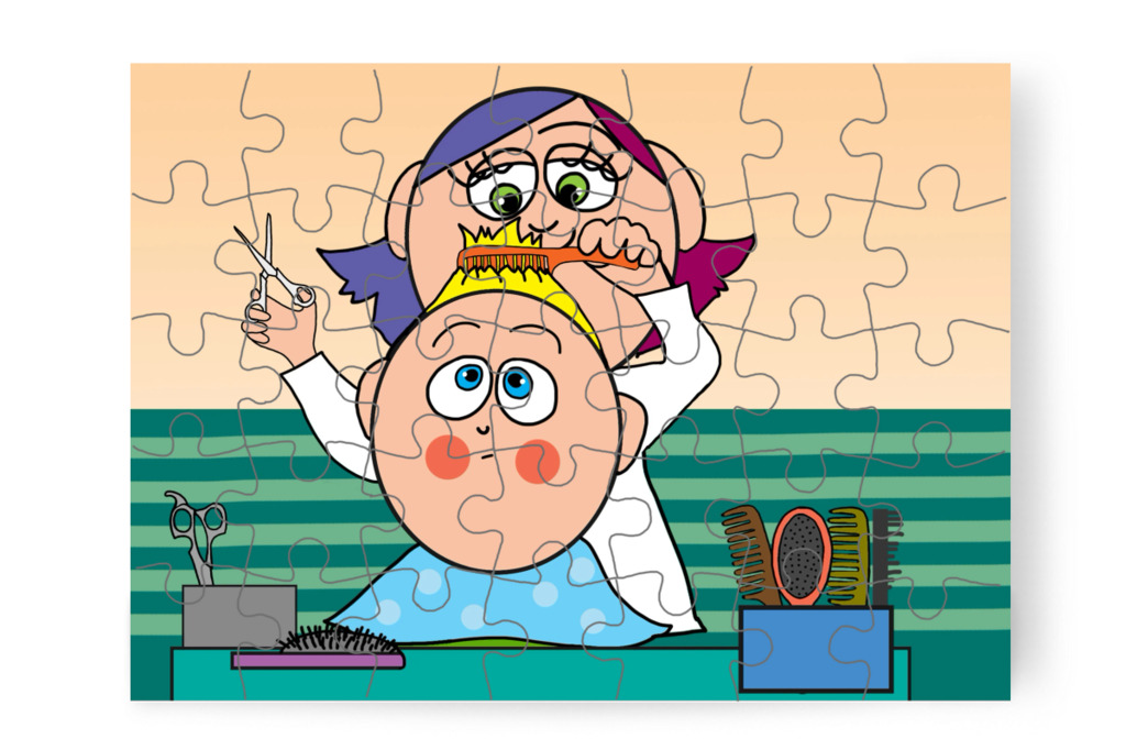 Lulu elkezdi a hajvágást – Patrik és a hajvágás puzzle, 35 darab [TC44-28-P35]