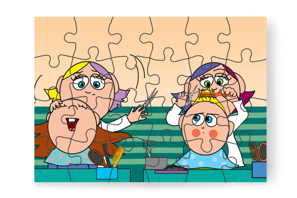 A kislány túlkiabálja Patrikot – Patrik és a hajvágás puzzle, 24 darab [TC44-29-P24]