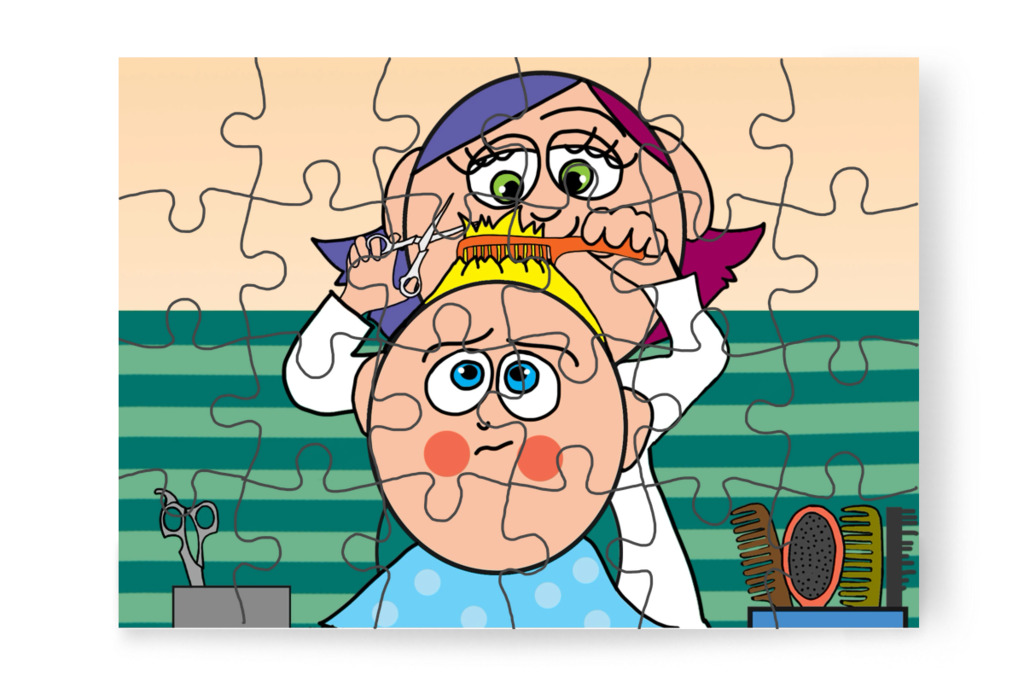 Patrik a saját nyafogására gondol – Patrik és a hajvágás puzzle, 24 darab [TC44-32-P24]
