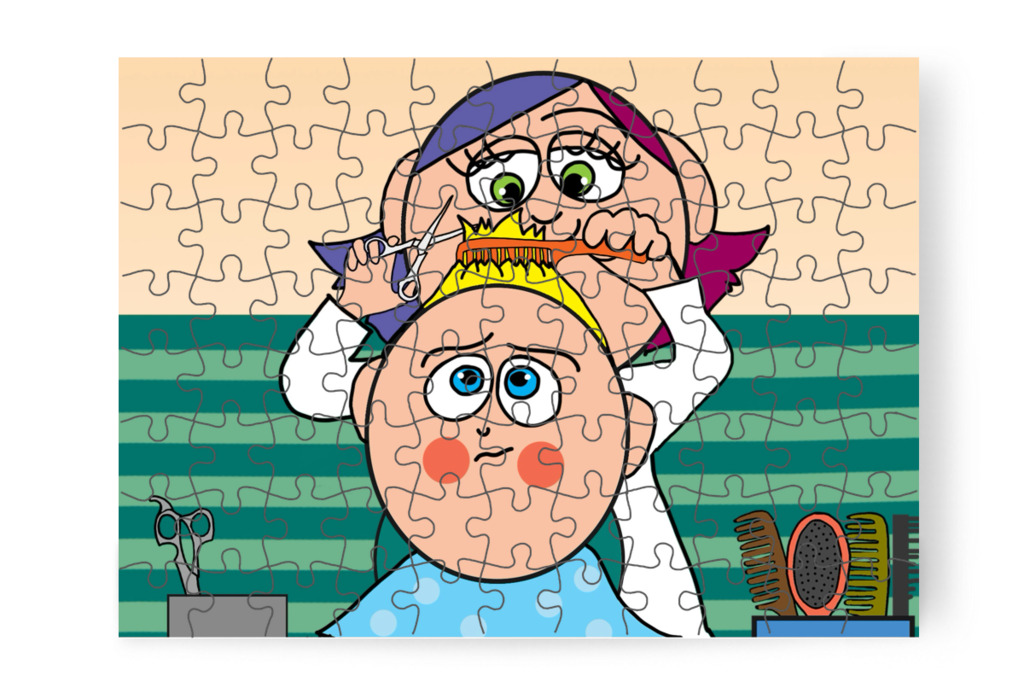 Patrik a saját nyafogására gondol – Patrik és a hajvágás puzzle, 88 darab [TC44-32-P88]