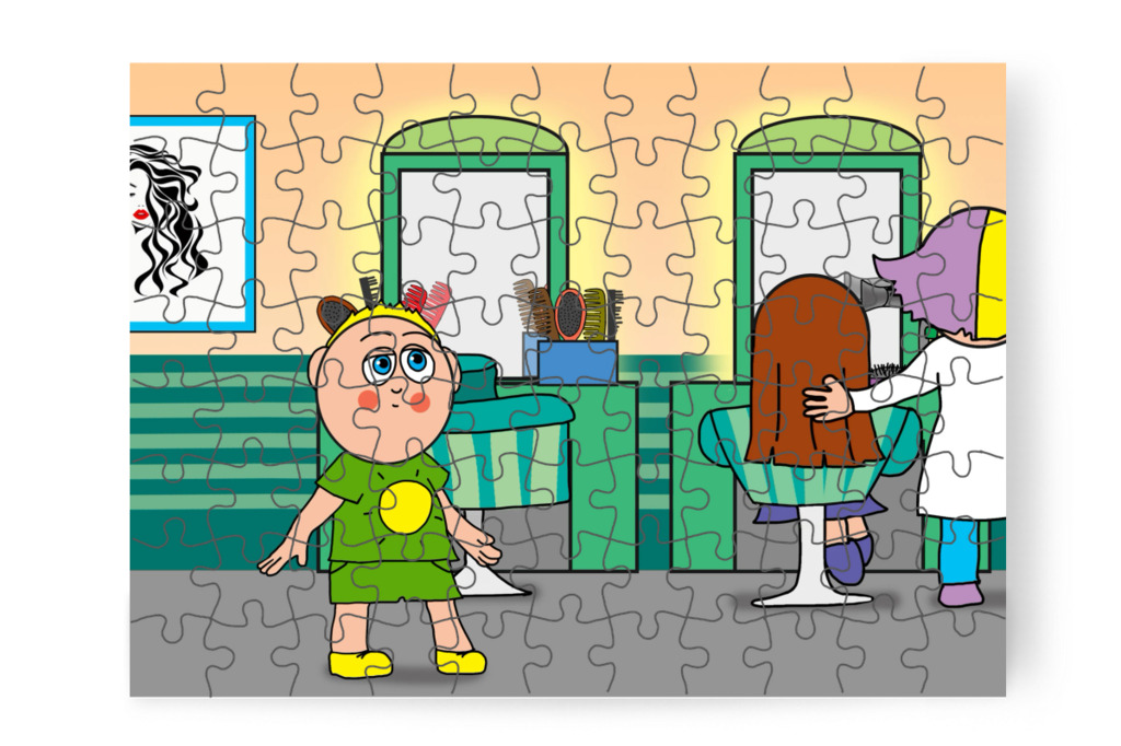 Elkészül Patrik frizurája – Patrik és a hajvágás puzzle, 88 darab [TC44-34-P88]