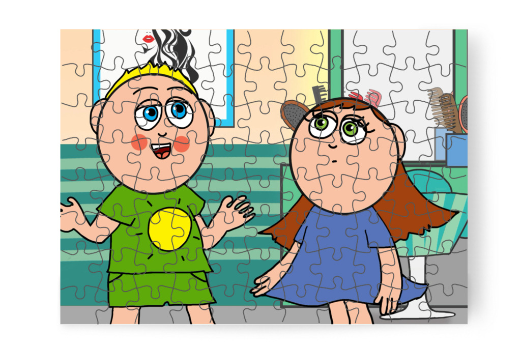Megkérdezi, fáj-e a hajvágás – Patrik és a hajvágás puzzle, 88 darab [TC44-36-P88]