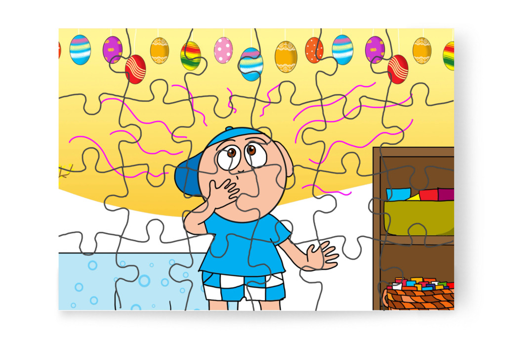 Márkyra borul a kölni – Klára és a húsvéti tojások puzzle, 24 darab [TC45-09-P24]