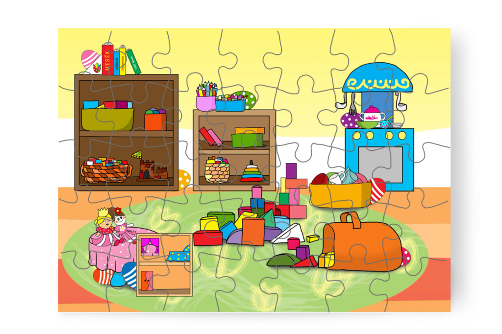 Óvónéni csokitojásokat rejt el – Klára és a húsvéti tojások puzzle, 35 darab [TC45-10-P35]