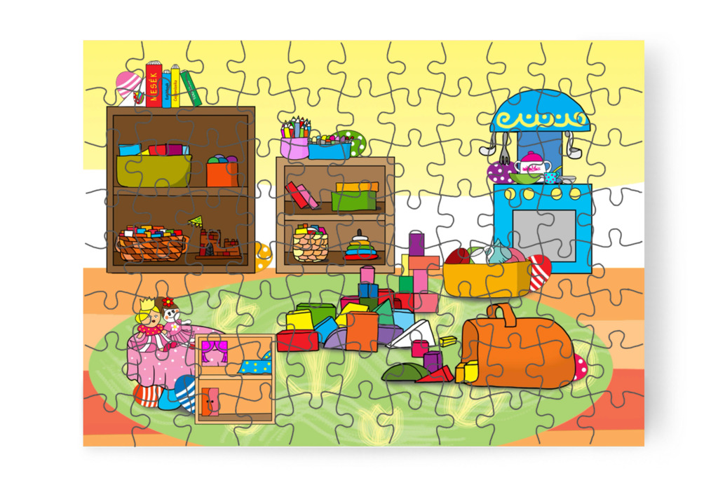 Óvónéni csokitojásokat rejt el – Klára és a húsvéti tojások puzzle, 88 darab [TC45-10-P88]
